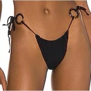 Medium VDM Ziggy Black Ribbed / Black Plain Reversible Bikini Bottom